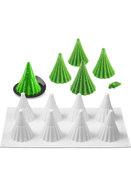 Haicheng Shop Resim Stili Olarak 8 Kavite Noel Ağacı Şekilli Silikon Kek Kalıbı Mum Kalıbı Kurabiye 3D Pişirme Araçları Mum Yapımı (Yurt Dışından)