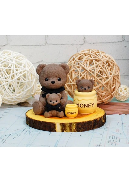 Bal Kavanozu ve Ayı Stili Yeni 3D Sevimli Peluş Ayı Silikon Kalıp Aromaterapi Mum Yapımı Difüzör Taş Alçı Kalıp Bal Potu Kalıp (Yurt Dışından)