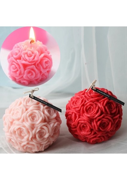 SX-ZW-161 Stili Gül Topu Mum Sabun Kalıp Dıy Gül Çiçek Kek Dekorasyon Için Kokulu Aromaterapi Mum Kalıp Sabun Kalıp Craft Pişirme (Yurt Dışından)