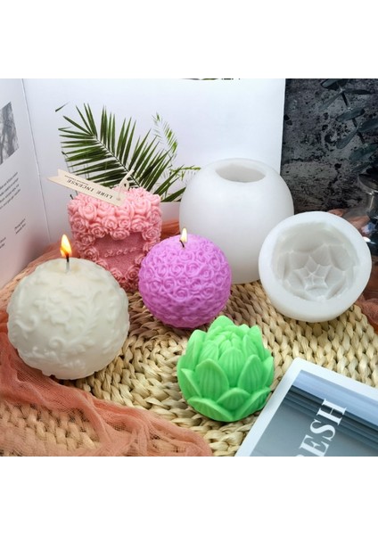 Ben Stil Dıy Gül Çiçek Topu Silikon Mum Moldlotus Sütunlu Mum Yapımı El Yapımı Balmumu Sabun Reçine Kalıp Ayıklaması Hediye El Sanatları Ev Dekor (Yurt Dışından) fiyatları