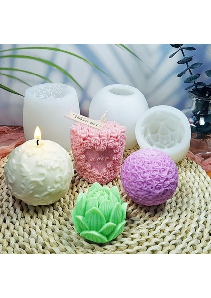 Ben Stil Dıy Gül Çiçek Topu Silikon Mum Moldlotus Sütunlu Mum Yapımı El Yapımı Balmumu Sabun Reçine Kalıp Ayıklaması Hediye El Sanatları Ev Dekor (Yurt Dışından) modelleri