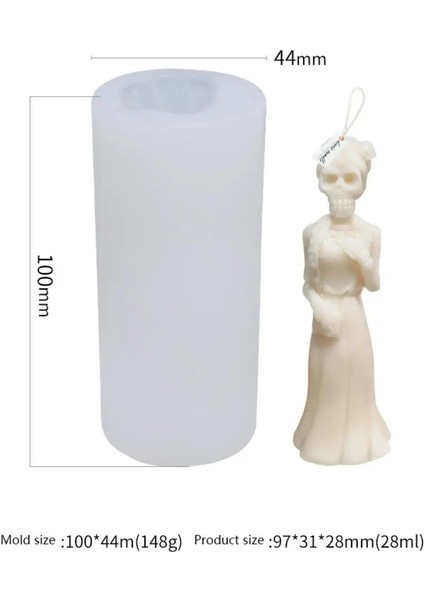 F-Ghost Gelin Stili 3D Kafatası Silikon Kalıp Diy Mum Alçı Silikon Kalıp Cadılar Bayramı Dekorasyon Araçları Reçine Kafatası Kalıp Yapma Aracı (Yurt Dışından)