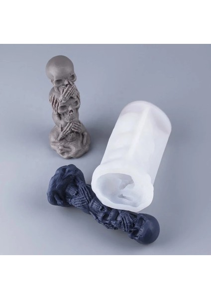 F-Ghost Gelin Stili 3D Kafatası Silikon Kalıp Diy Mum Alçı Silikon Kalıp Cadılar Bayramı Dekorasyon Araçları Reçine Kafatası Kalıp Yapma Aracı (Yurt Dışından) fiyatları