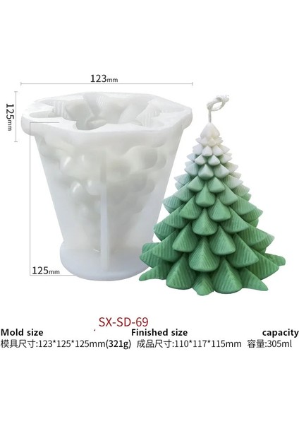 SD69 Stili Noel Hediyesi Aromaterapi Mum Silikon Kalıp Dıy Noel Baba Noel Ağacı Alçı El Yapımı Sabun Silikon Kalıp Kek Kalıbı (Yurt Dışından)