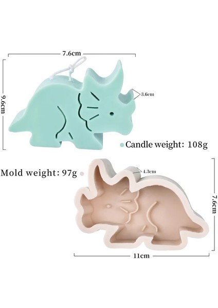 Triceratops Stili Dinozor Serisi Silikon Kalıp Her Türlü Hayvan Kokulu Mum Şekli El Yapımı Aromatik Mum Malzemeleri Mum Yapımı Sanatları (Yurt Dışından)