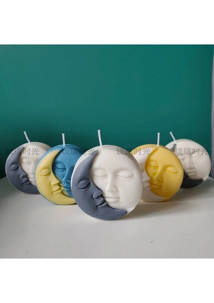 Güneş ve Ay Yüz Mum Silikon Kalıp Craft Dıy Sabun Kalıp El Yapımı Polimer Kil Balmumu Kek Dekorasyon Araçları (Yurt Dışından)