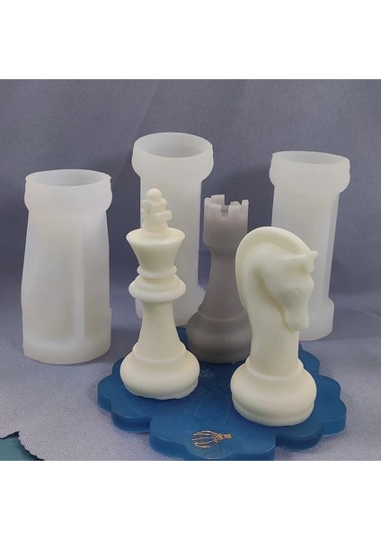 Kalıp Görüntü Stili Satranç Silika Jel Kalıp Dıy Mum Alçı Proses Kalıp El Sanatları Için Silikon Kalıplar 3D Mumlar Için El Yapımı Formlar Mum Yapımı Kiti (Yurt Dışından)