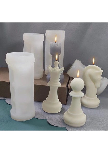 Kalıp Görüntü Stili Satranç Silika Jel Kalıp Dıy Mum Alçı Proses Kalıp El Sanatları Için Silikon Kalıplar 3D Mumlar Için El Yapımı Formlar Mum Yapımı Kiti (Yurt Dışından)