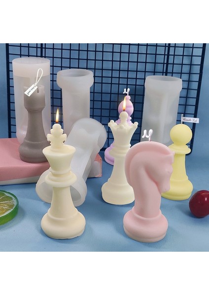 Kalıp Görüntü Stili Satranç Silika Jel Kalıp Dıy Mum Alçı Proses Kalıp El Sanatları Için Silikon Kalıplar 3D Mumlar Için El Yapımı Formlar Mum Yapımı Kiti (Yurt Dışından)