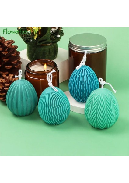 No.10 Tarzı Noel Silikon Mum Kalıp Mum Yapma Malzemeleri Paskalya Yumurtası Elmas Yüzlü Örgü Dikey Dalga Yumurta Aromalı Sabun Mousse Kek (Yurt Dışından) fırsatları
