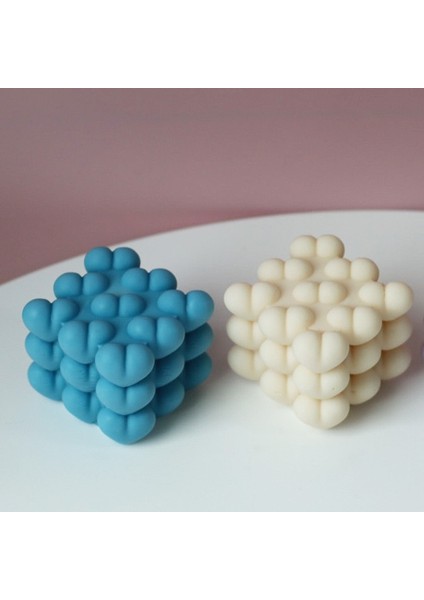 3x3 Kalp Şekli Küp Stili 3D Kalp Şekli Silikon Mum Kalıbı El Yapımı Küp Mum Yapma Kalıp Soya Balmumu Aromaterapi Kokulu Sabun Kalıpları (Yurt Dışından)
