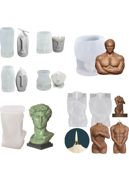 Utangaç Adam Tarzı Yeni Kalıplar 3D Yüz Mum Vücut Mum Kalıpları Mum Yapımı Için Kalıp Candl Kalıp Dıy Epoksi Reçine El Sanatları Moule Bougie Kerzenform (Yurt Dışından)