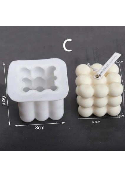 C Stili Quare Küp Mum Kalıp Soya Balmumu Uçucu Yağ Aromaterapi Mum Dıy Mum Malzeme Balmumu 3D Silikon Kalıp (Yurt Dışından)