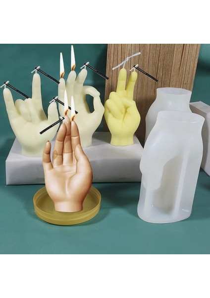 B Tarzı 3D Jest Kalıbı Silikon Mum Kalıbı Yaratıcı Mum Yapımı Süreci Dayanıklı Manken El Modeli Takı Yüzük Ekran Standı (Yurt Dışından)