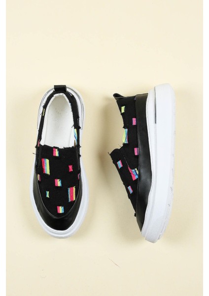 Renk Detaylı Kot Sneakers Siyah indirimleri