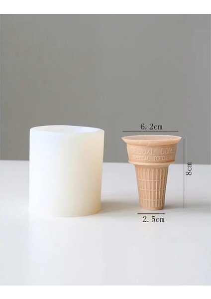 Bir Stil Yaratıcı Dondurma Koni Mum Kalıbı 3D Tatlı Waffle Şekli Kokulu Mum Yapımı Silikon Kalıp Simüle Gıda Mum Kalıbı (Yurt Dışından)