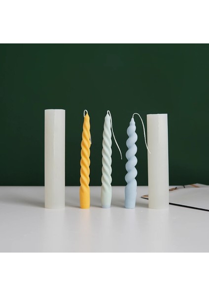 Kalıp-No. 2 Stil 3D Bükülmüş Silindirik Mum Silikon Kalıp Diy Spiral Alçı Döner Vida Çubuk Kalıp El Yapımı Sabun Yapımı Ev Dekorasyonu (Yurt Dışından) fiyatları