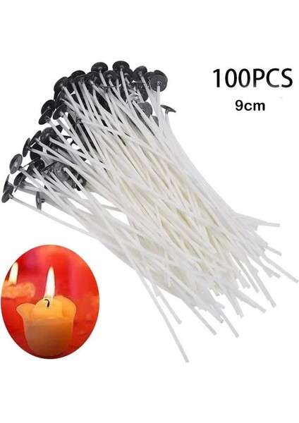 100 Adet 9cm Tarzı Et Mum Fitilleri Dumansız Balmumu Saf Pamuk Çekirdek cm Dıy Mum Yapımı Parti Malzemeleri Için Önceden Mumlu Fitiller (Yurt Dışından)