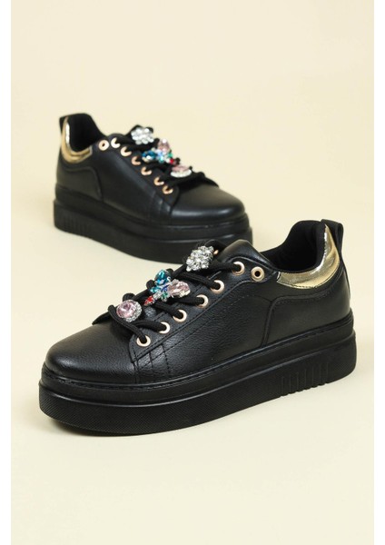 Taşlı Sneakers Siyah