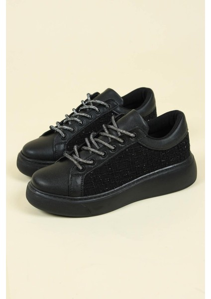 Cilt-Tekstil Garnili Sneakers Siyah