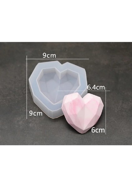 Elmas Kalp-L Tarzı 3D Aşk Kalp Silikon Kalıp Aroma Alçı Mum Balmumu Kalıp Dıy Kalp Şeklinde Tatlı Mus Kalıpları El Yapımı Ev Dekorasyon (Yurt Dışından)