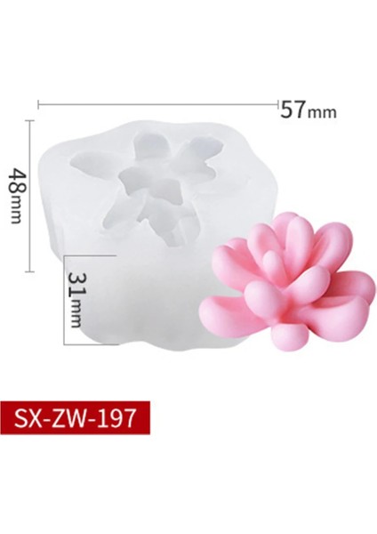 J-SX-ZW-197 Stili Silikon Kalıp Etli Bitki Saksı Vazo Beton Alçı Çimento Etli Kalıp Dıy Aroma Mum Silikon Tutkal Kalıp (Yurt Dışından)