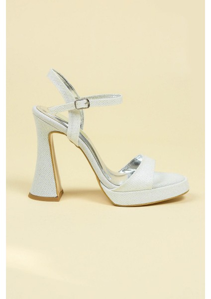 Simli File Tek Bant Platform Topuklu Beyaz fiyatları