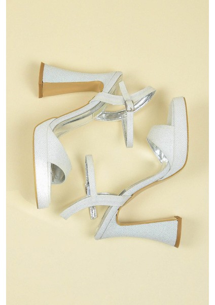 Simli File Tek Bant Platform Topuklu Beyaz fırsatları