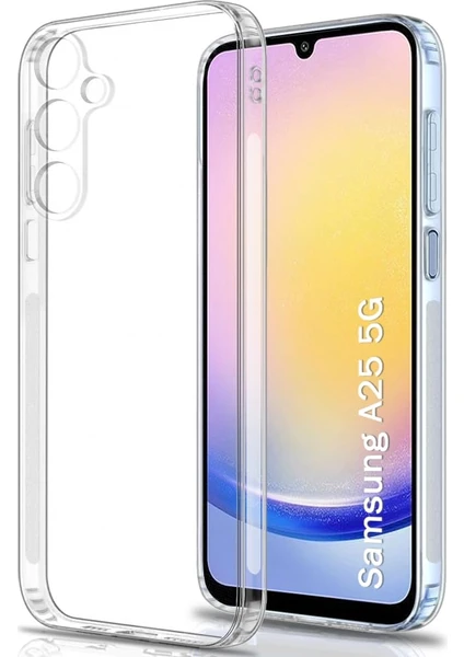 Case World Caseworld Samsung Galaxy A25 5g Kapak Kamera Korumalı Tıpalı Şeffaf Silikon Kılıf