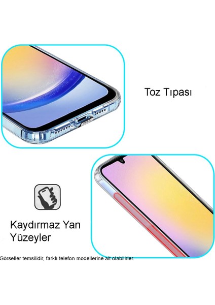 Caseworld Samsung Galaxy A25 5g Kapak Kamera Korumalı Tıpalı Şeffaf Silikon Kılıf