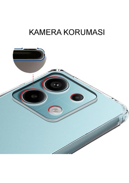 Caseworld Xiaomi Redmi Note 13 Pro 5g Kapak Kamera Korumalı Tıpalı Şeffaf Silikon Kılıf