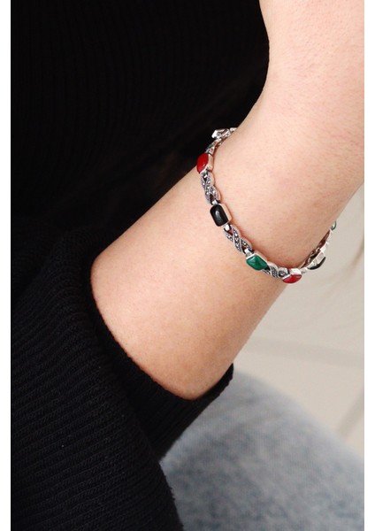 Karışık ve Markazit Taşlı Kadın Gümüş Bileklik 201022834 fiyatları