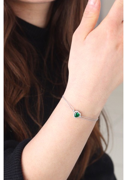 Damla Model Zümrüt Taşlı Zirkon Gümüş Bileklik 201022847 fiyatları