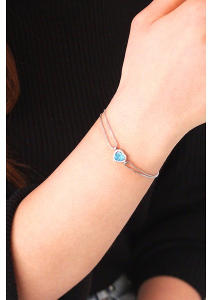 Damla Model Akuamarin Taşlı Zirkon Gümüş Bileklik 201022848 fiyatları
