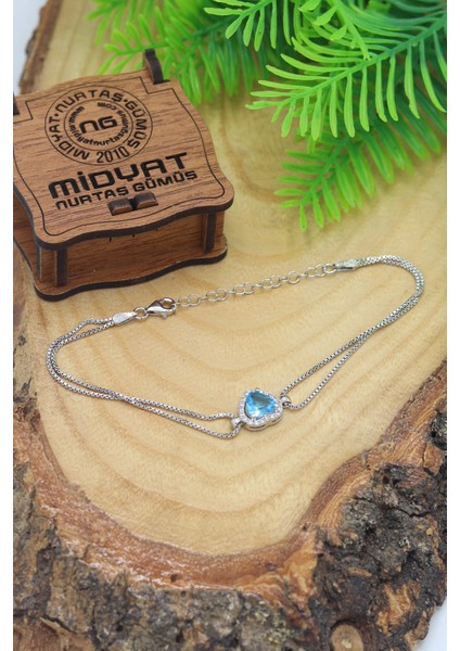 Damla Model Akuamarin Taşlı Zirkon Gümüş Bileklik 201022848 modelleri