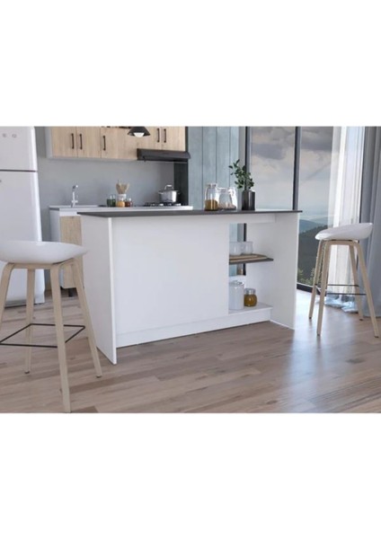 Bengi Mutfak Adası - ANTRASIT-150 Cm-Oturma Alanlı-Masa