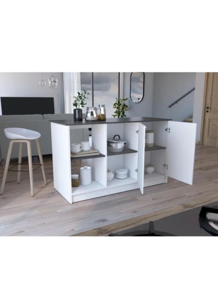 Bengi Mutfak Adası - ANTRASIT-150 Cm-Oturma Alanlı-Masa