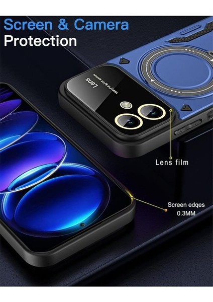 Realme C53 Kılıf Magsafe Dönebilen Halkalı Standlı Kamera Lens Mercekleri Korumalı Gold Detaylı Zırh Kapak