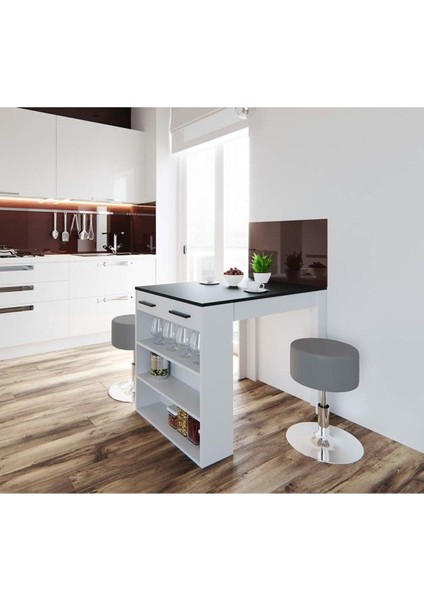 Infınıty Mutfak Adası Mutfak Masası BEYAZ-ANTRASIT-120 cm