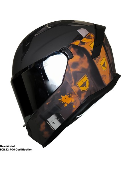 Motosiklet Kask Ece 22.R06 Sertifikalı Güneş Vizörlü Fiber Kask Full Face Motor Kaskı Yeni Sezon Bones