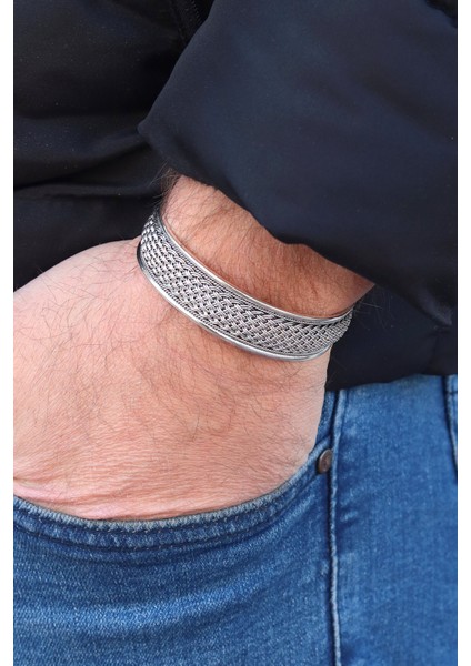 Örgü Model 925 Ayar Saf Gümüş Erkek Bilezik 201022809 modelleri