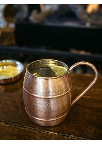 Bakır Bardak Fıçı Model Mat Bakır Renk