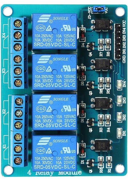 5V 4 Kanal Röle Kontrol Modülü Optocoupler ile (Yurt Dışından)