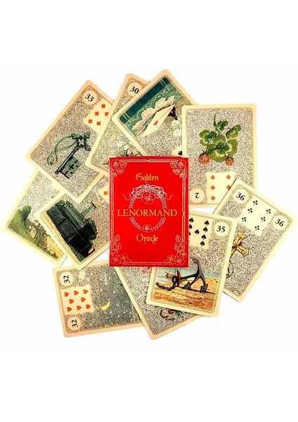 Altın Lenormand Stili Yeni Varış Yüksek Li Altın Lenormand Oracle Tarot Kartları Fal Rehberliği Kehanet Tarot Güverte Tahta Oyunu Anlatıyor (Yurt Dışından)