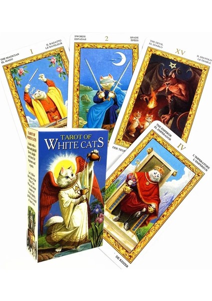 44 Adet TS61 Tarzı Beyaz Kedilerin Yeni Tarot'u Oracle Oyun Kartları Parti Için Masa Güverte Oyunları (Yurt Dışından) fiyatları