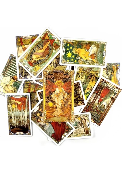 Altın Sanat Tarzı Yeni Yüksek Li Altın Art Nouveau Tarot Kartları Fal Rehberliği Pdf Rehberi ile Kehanet Güverte Tahta Oyunu Anlatıyor (Yurt Dışından)