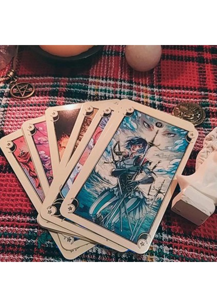 Mistik Manga Stili Tarot Kahin Kartı Gizemli Kehanet Çizgi Roman Tarot Kartı Kadın Kız Kart Oyunu Masa Oyunu Ingilizce Pdf Kılavuzu ile Oyun Kartları (Yurt Dışından) modelleri