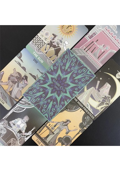 TT175 Stili Yüksek Li Delos Tarot Tahta Oyun Kartları Oracle Parti Kehanet Poker Hediye Dama Tahtası Pdf Rehberi ile Tam Ingilizce Güverte (Yurt Dışından) modelleri