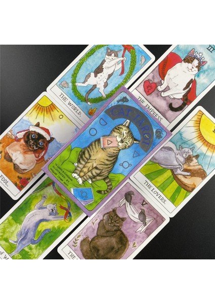 TT26 Tarzı Kawaii Kedi Tarot Kartları Sihirli Tam Ingilizce Oku Kader Güverte Tahta Oyunu Aile Doğum Günü Hediyesi Oynarken Pembe Sevimli Güzel Kedi Kahin (Yurt Dışından)