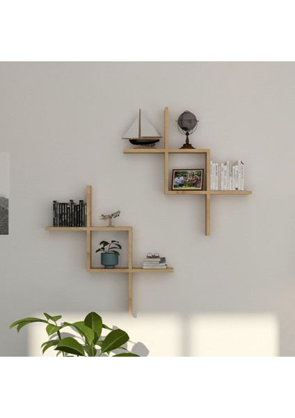 Zagy 2'li Dekoratif Duvar Rafı - Duvara Monte Kitaplık